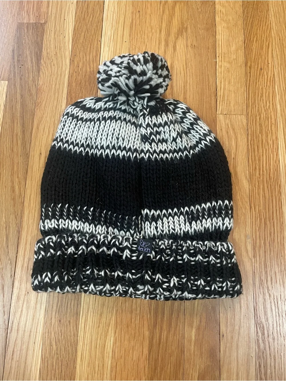 Black & White 'EAGLES' Knit Pom Beanie